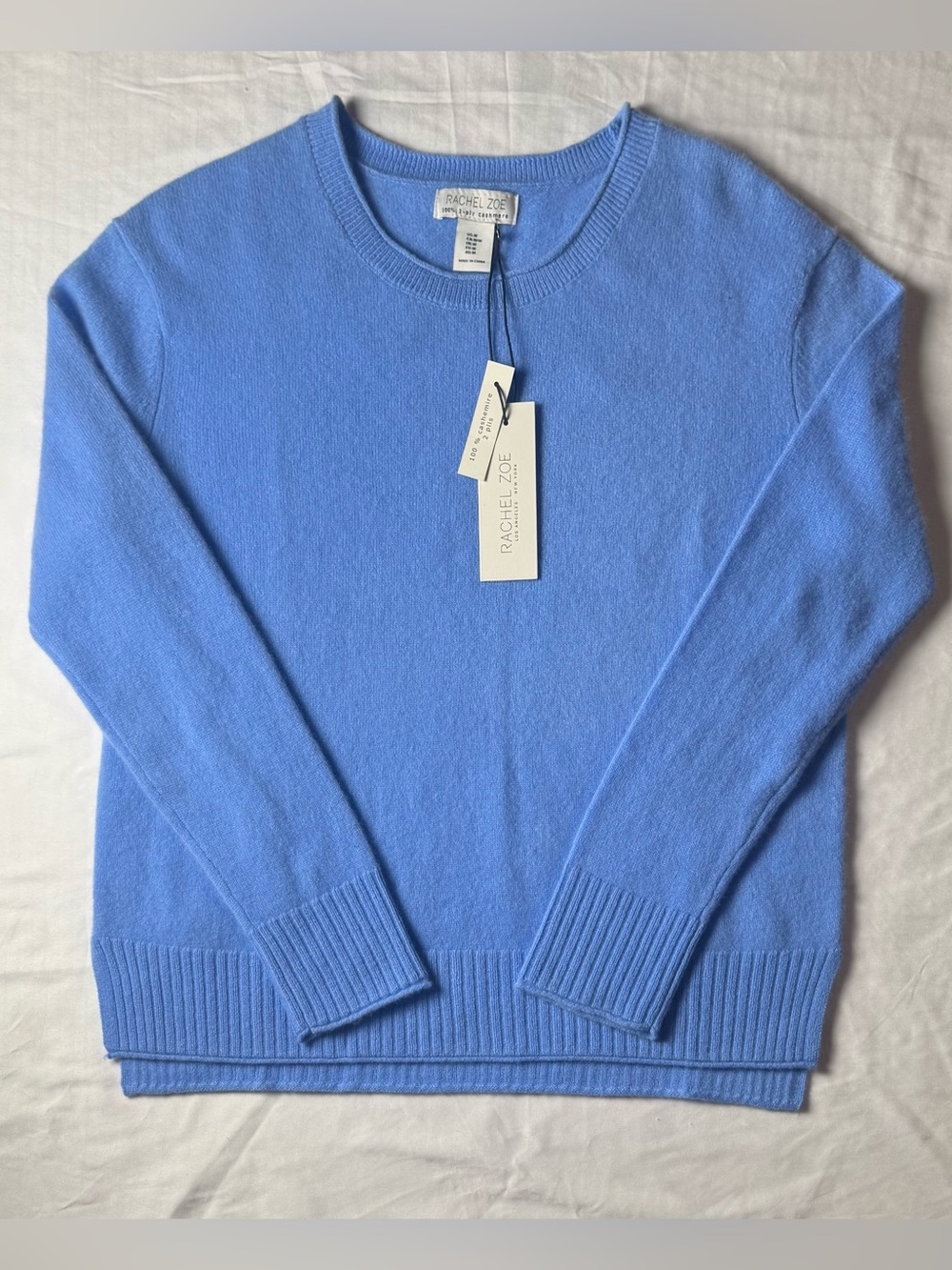 Rachel Zoe Women’s Crewneck Sweater in Blue, 100% Cashmere, Sz Medium. NWT